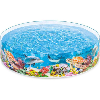 Бассейн INTEX «Морское дно» 58472, круглый каркасный, Ø244×46 см, жёсткий борт