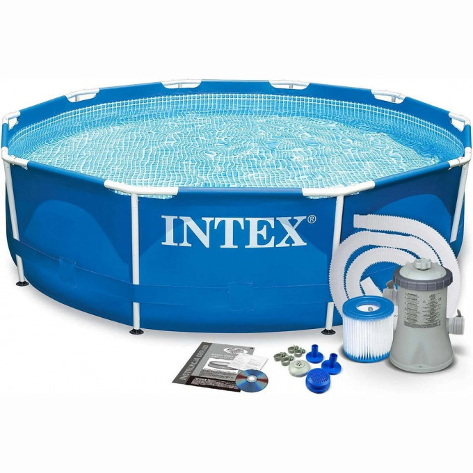 Каркасный бассейн INTEX Metal Frame 28202, 305×76 см, с фильтр-насосом